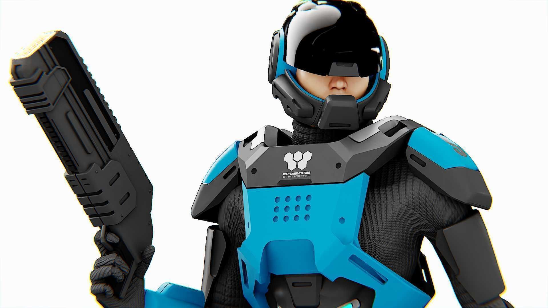 CYBER COP DC-100 Rigged for Unreal Engine - Unity - MIXAMO 3D model_17