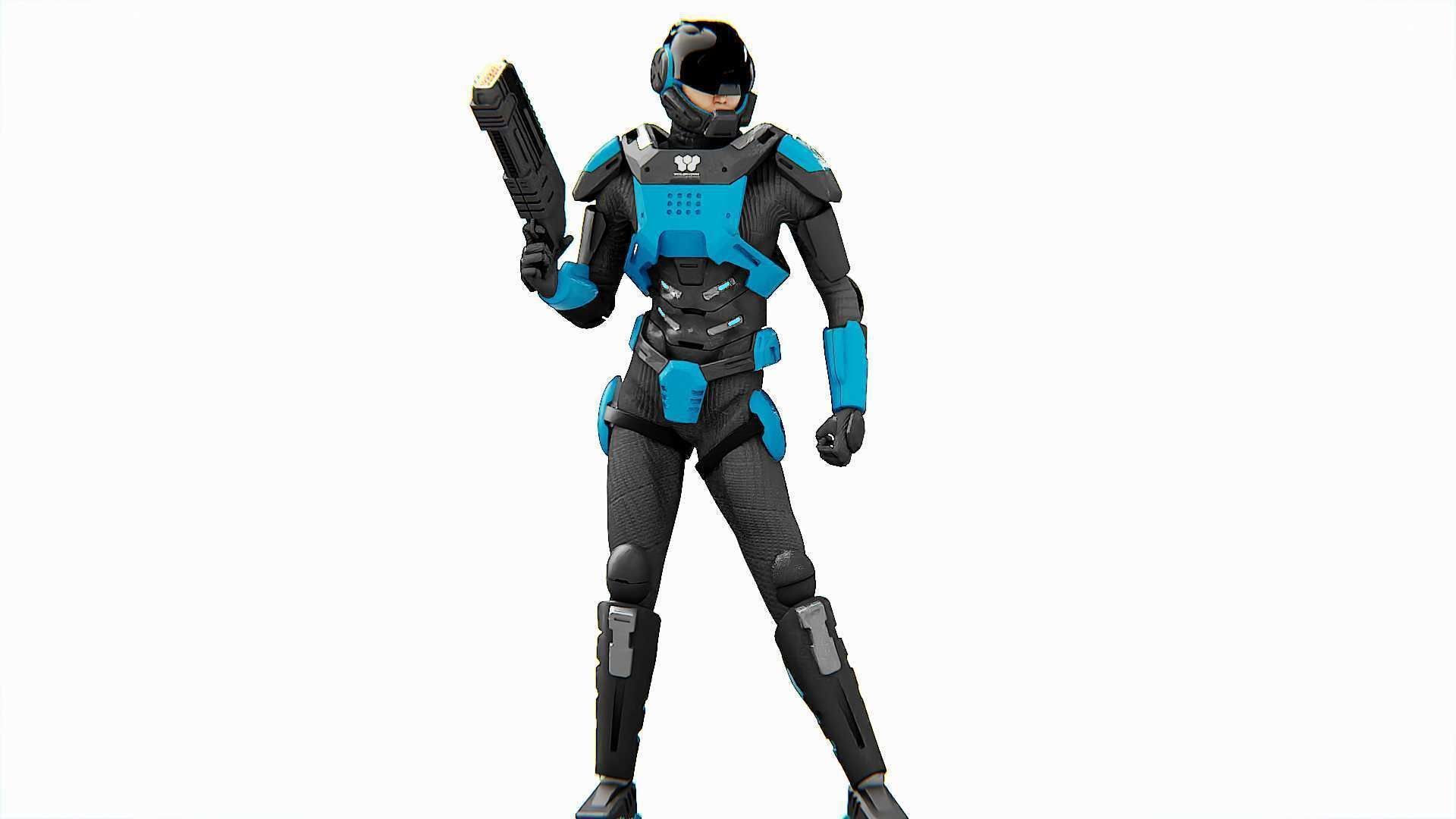 CYBER COP DC-100 Rigged for Unreal Engine - Unity - MIXAMO 3D model_12