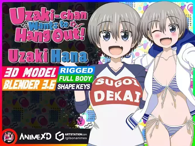 Uzaki Hana - Uzaki-Chan Wants to Hang - 3D Model Blender
