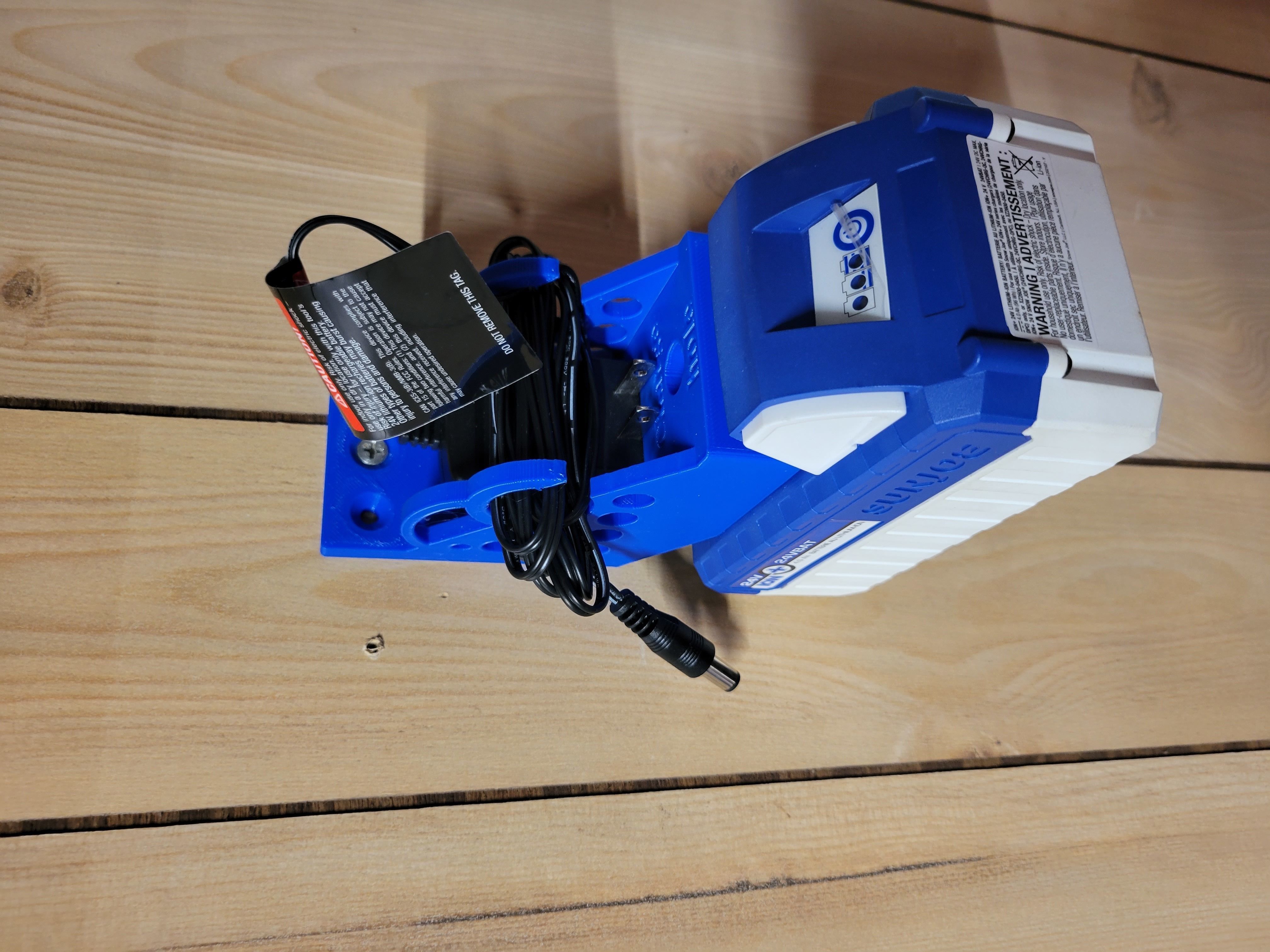 SnowJoe battery and charger mount 3D print model_4