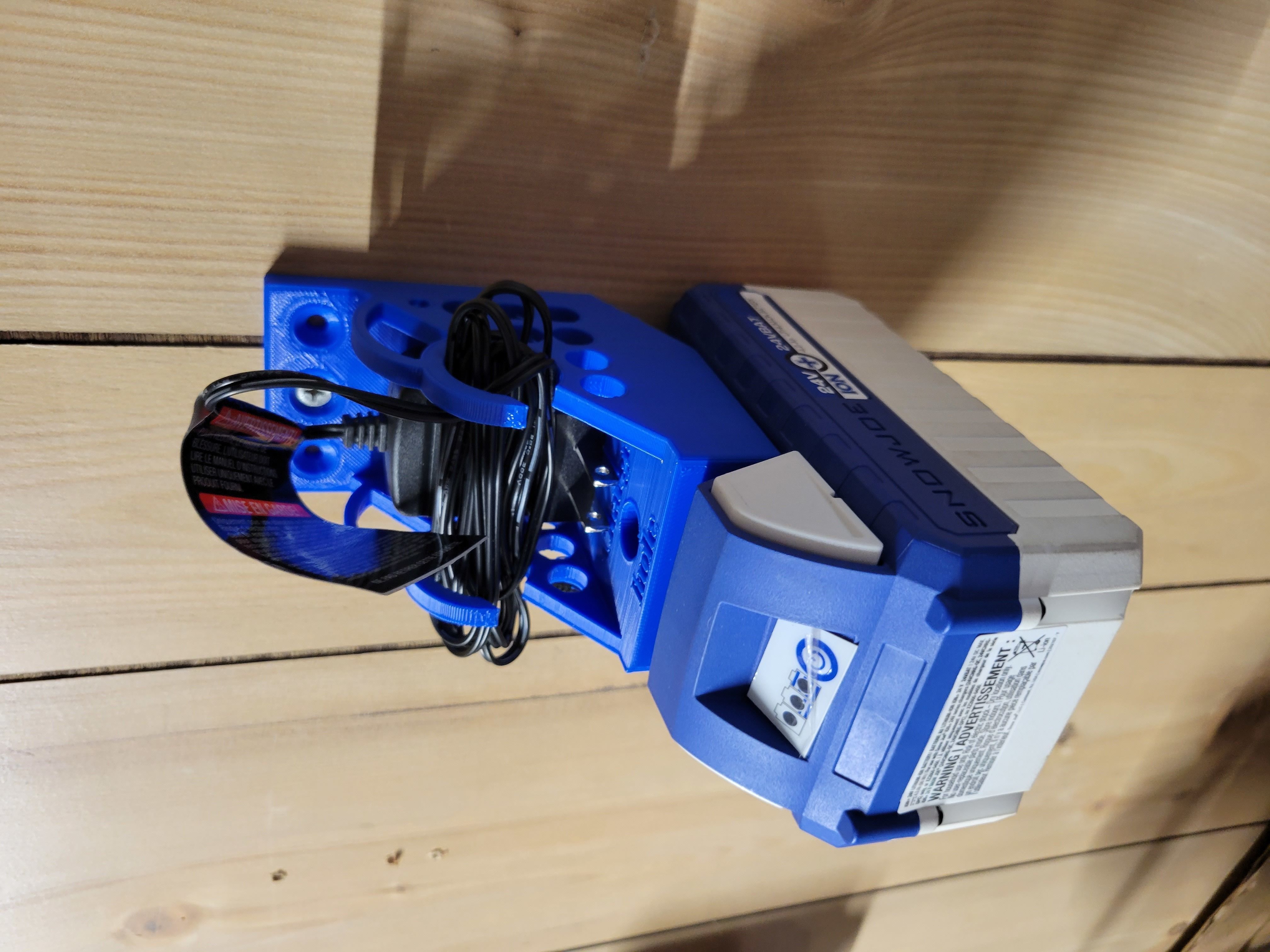 SnowJoe battery and charger mount 3D print model_3