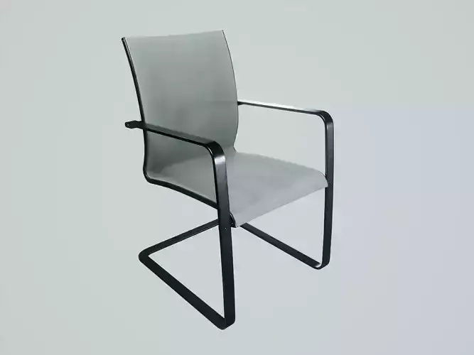  Modern Chair Silver Velvet - Tin Metal Low-poly 3D model