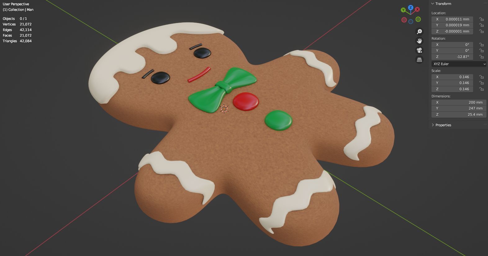 Gingerbread man 3D model for 3D print 3D print model_21