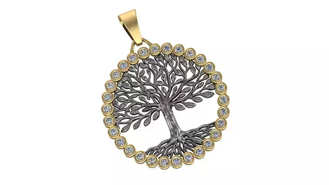 Tree of Life Pendant with American Stone Slot 3D print model