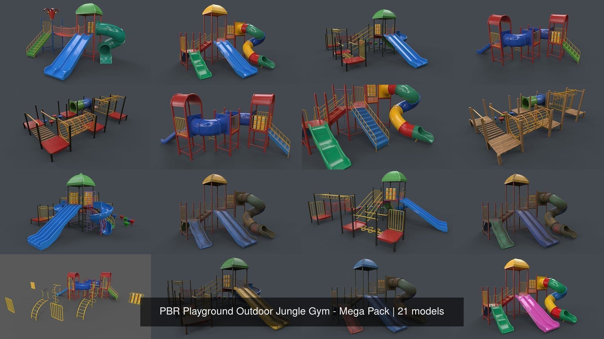 PBR Playground Outdoor Jungle Gym - Mega Pack 3D Model Collection_64