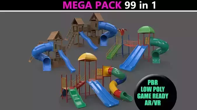 PBR Playground Outdoor Jungle Gym - Mega Pack 3D Model Collection