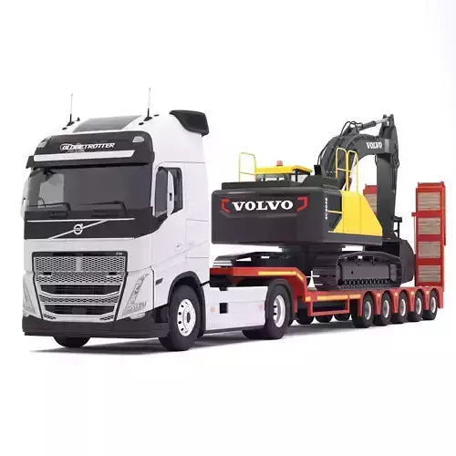 Volvo fh16 2021 and Lowboy Trailer with EC300E Excavator