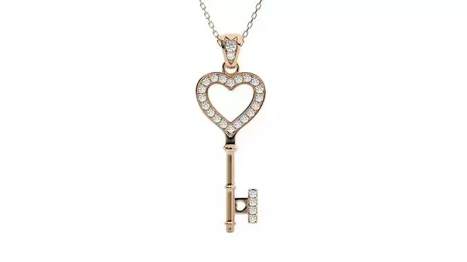 Heart Love Valentine Diamond Keys Pendant 3dm stl renders 3D print model