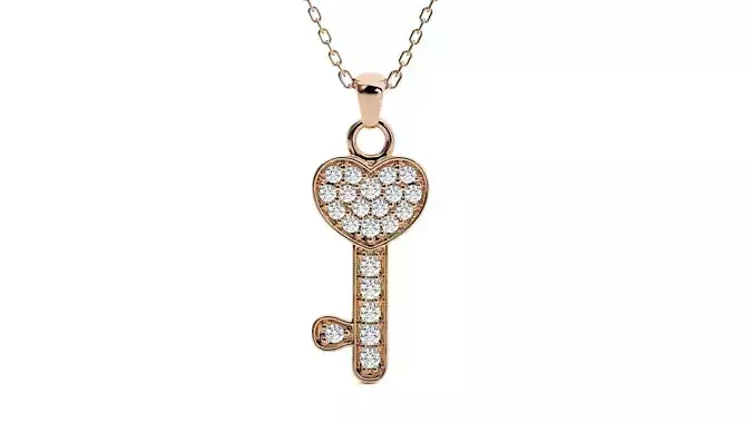 Heart Love Valentine Diamond Keys Pendant 3dm stl renders 3D print model