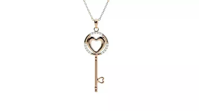 Heart Love Valentine Diamond Keys Pendant 3dm stl renders 3D print model