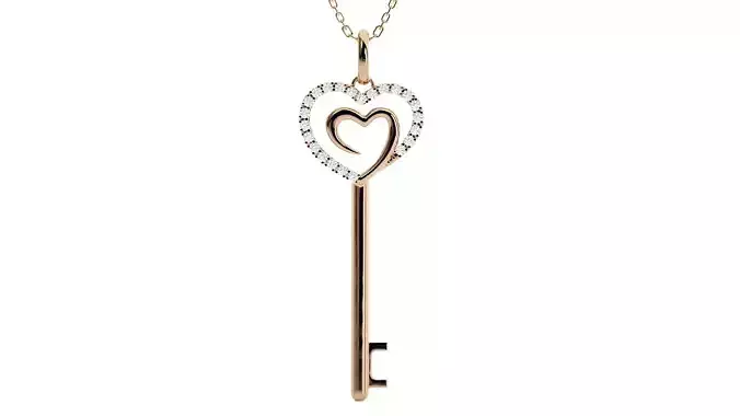 Heart Love Valentine Diamond Keys Pendant 3dm stl renders 3D print model