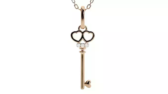 Heart Love Valentine Diamond Keys Pendant 3dm stl renders 3D print model