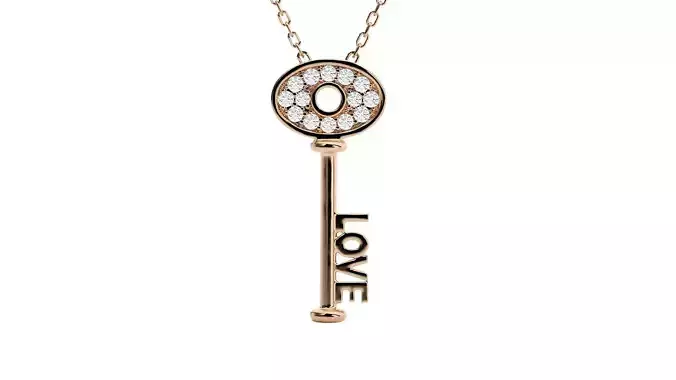 Heart Love Valentine Diamond Keys Pendant 3dm stl renders 3D print model