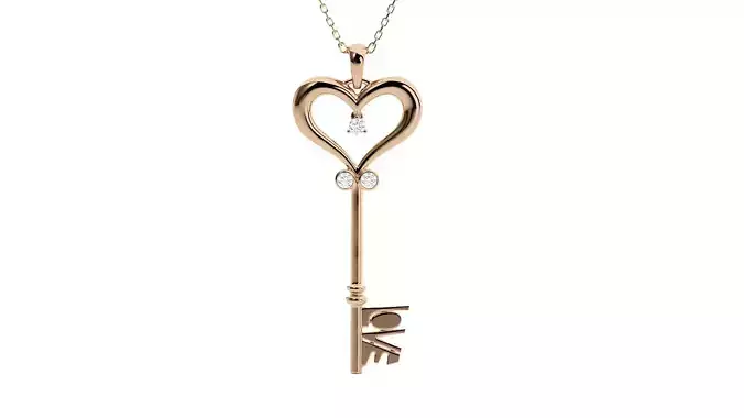 Heart Love Valentine Diamond Keys Pendant 3dm stl renders 3D print model
