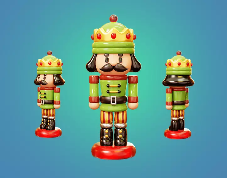 Soldier Nutcracker Doll Low-poly 3D model_0