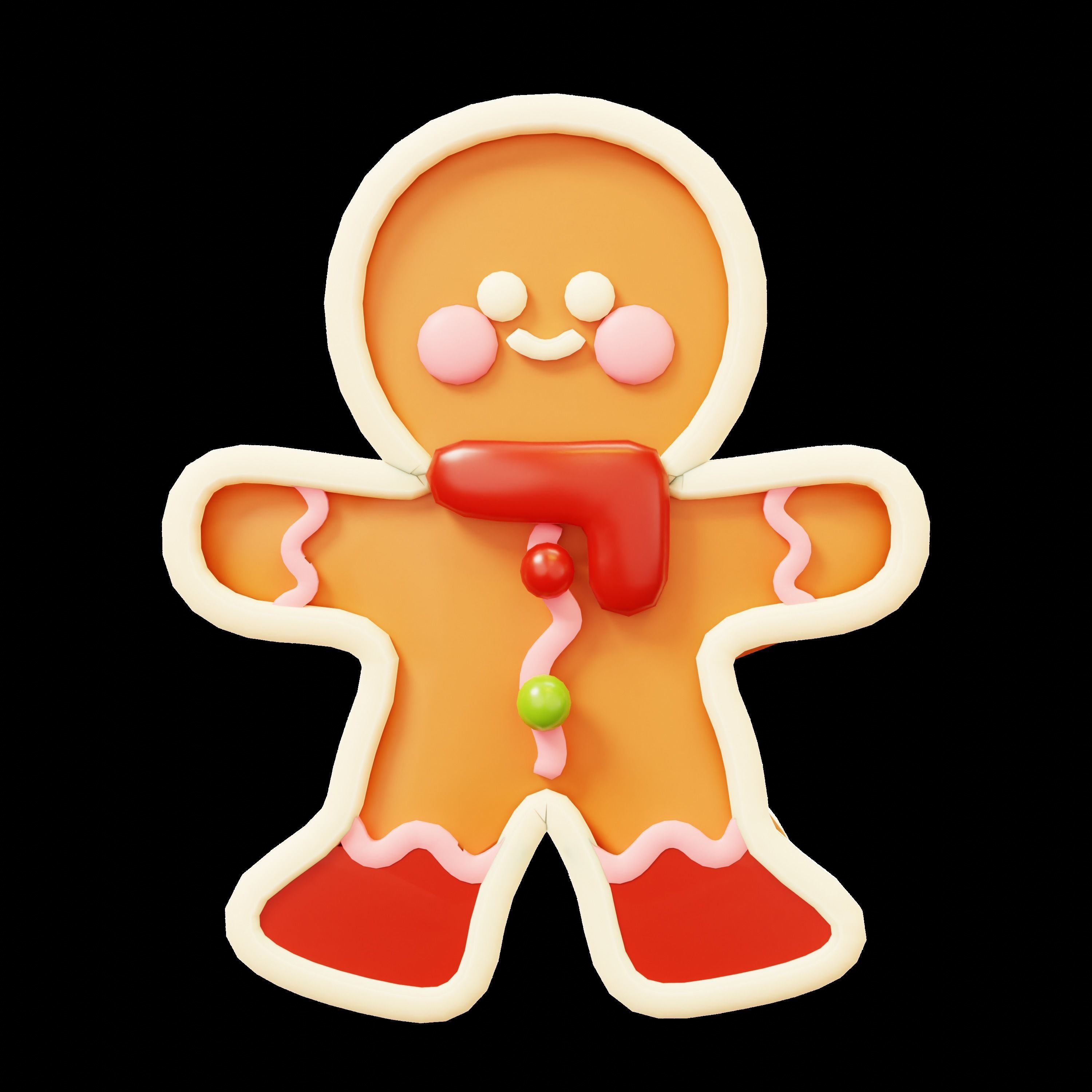 Gengerbread Low-poly 3D model_1