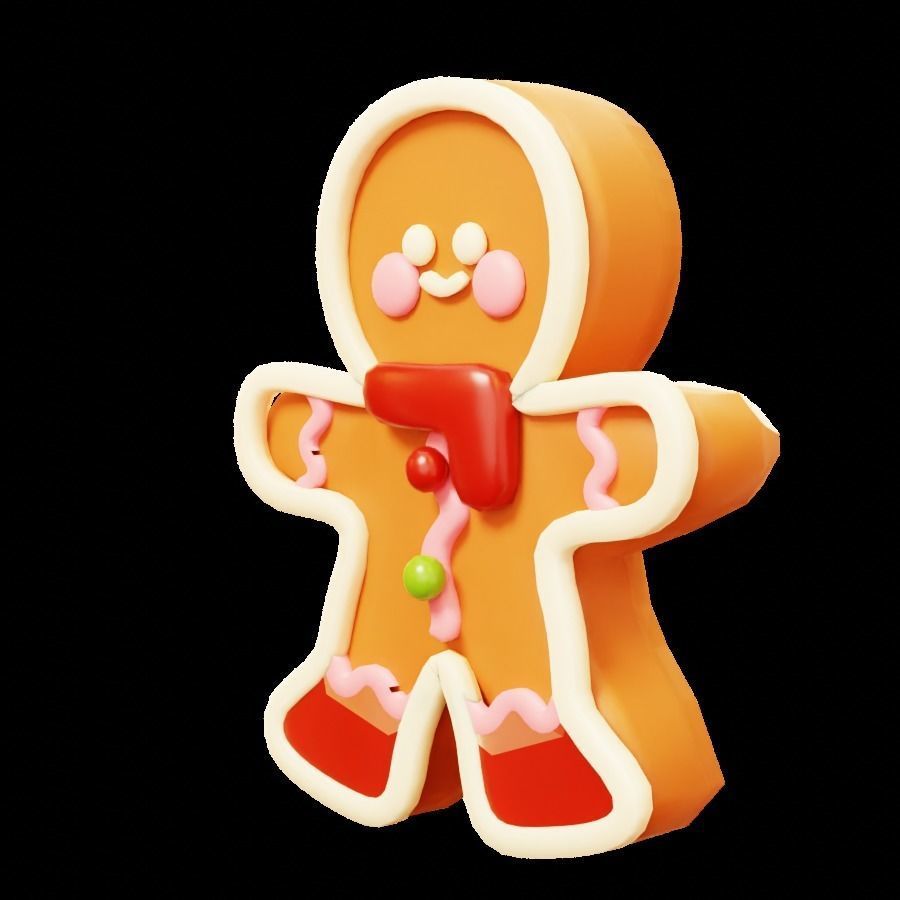 Gengerbread Low-poly 3D model_3