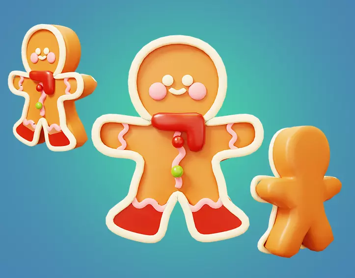 Gengerbread Low-poly 3D model_0