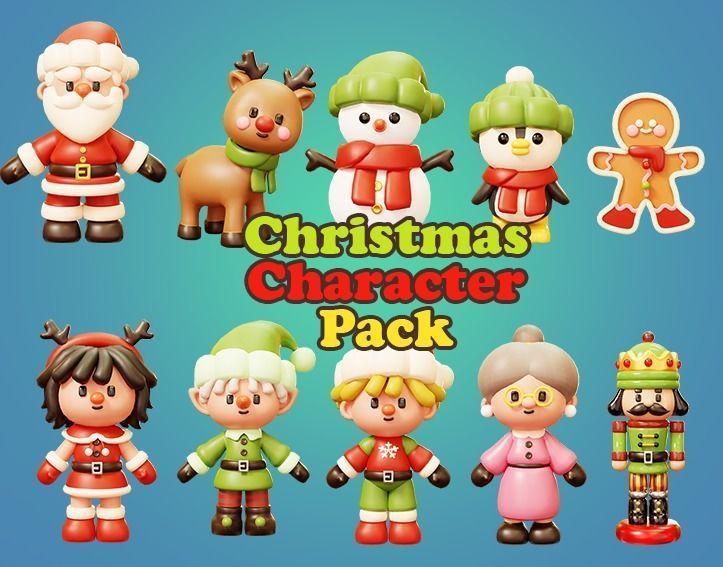 10 Characters Christmas and New Year Theme 3D Model Collection_31