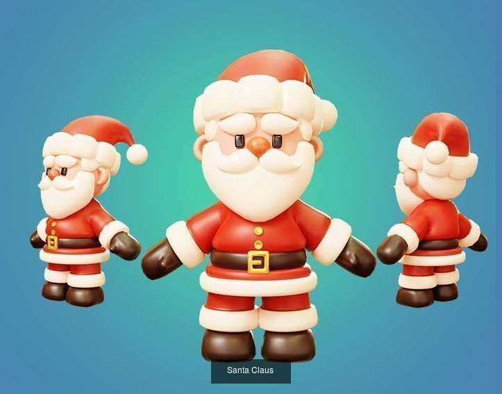 10 Characters Christmas and New Year Theme 3D Model Collection_1