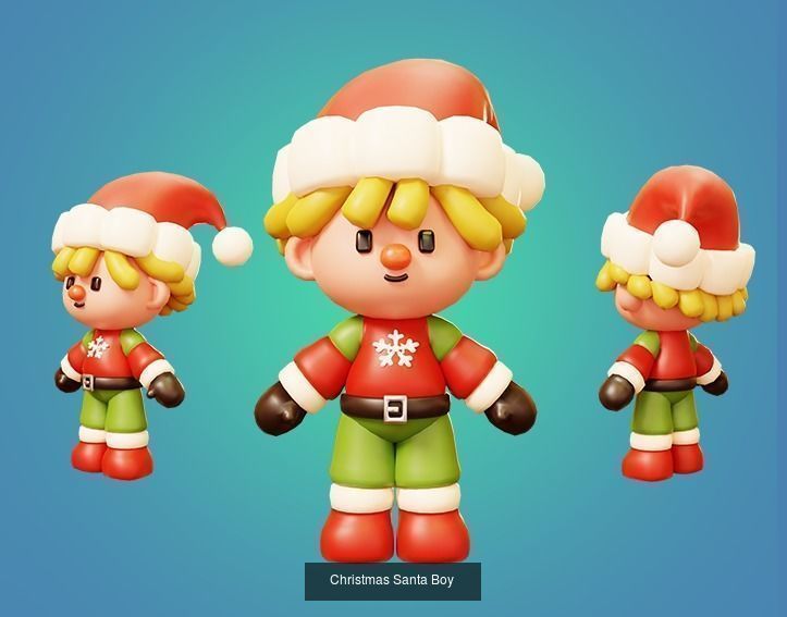 10 Characters Christmas and New Year Theme 3D Model Collection_3