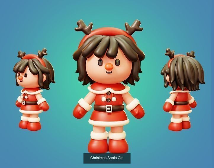 10 Characters Christmas and New Year Theme 3D Model Collection_4