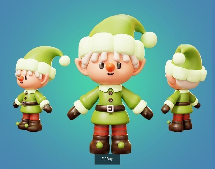 10 Characters Christmas and New Year Theme 3D Model Collection_5