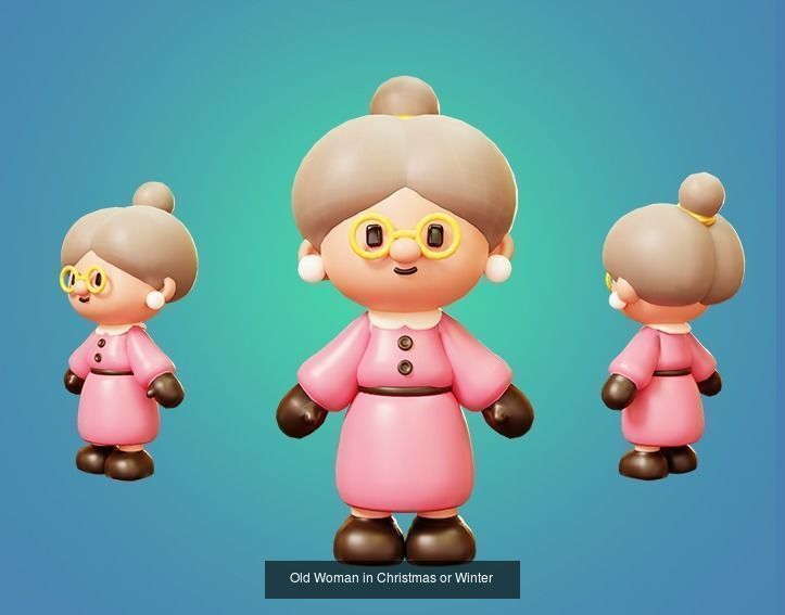 10 Characters Christmas and New Year Theme 3D Model Collection_6