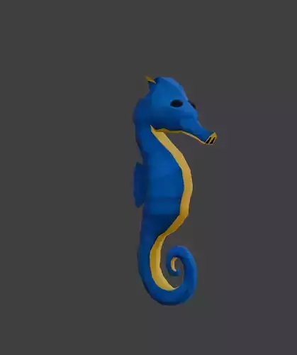 low poly seahorse with multiple different coloured textures 