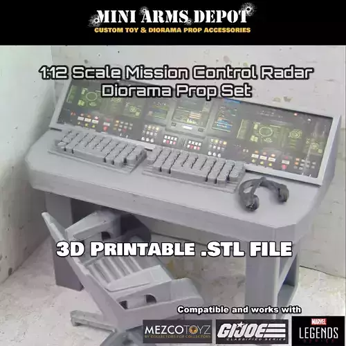 112 Mission Control Panel and Chair Diorama Prop 3D Print Set 3D print model