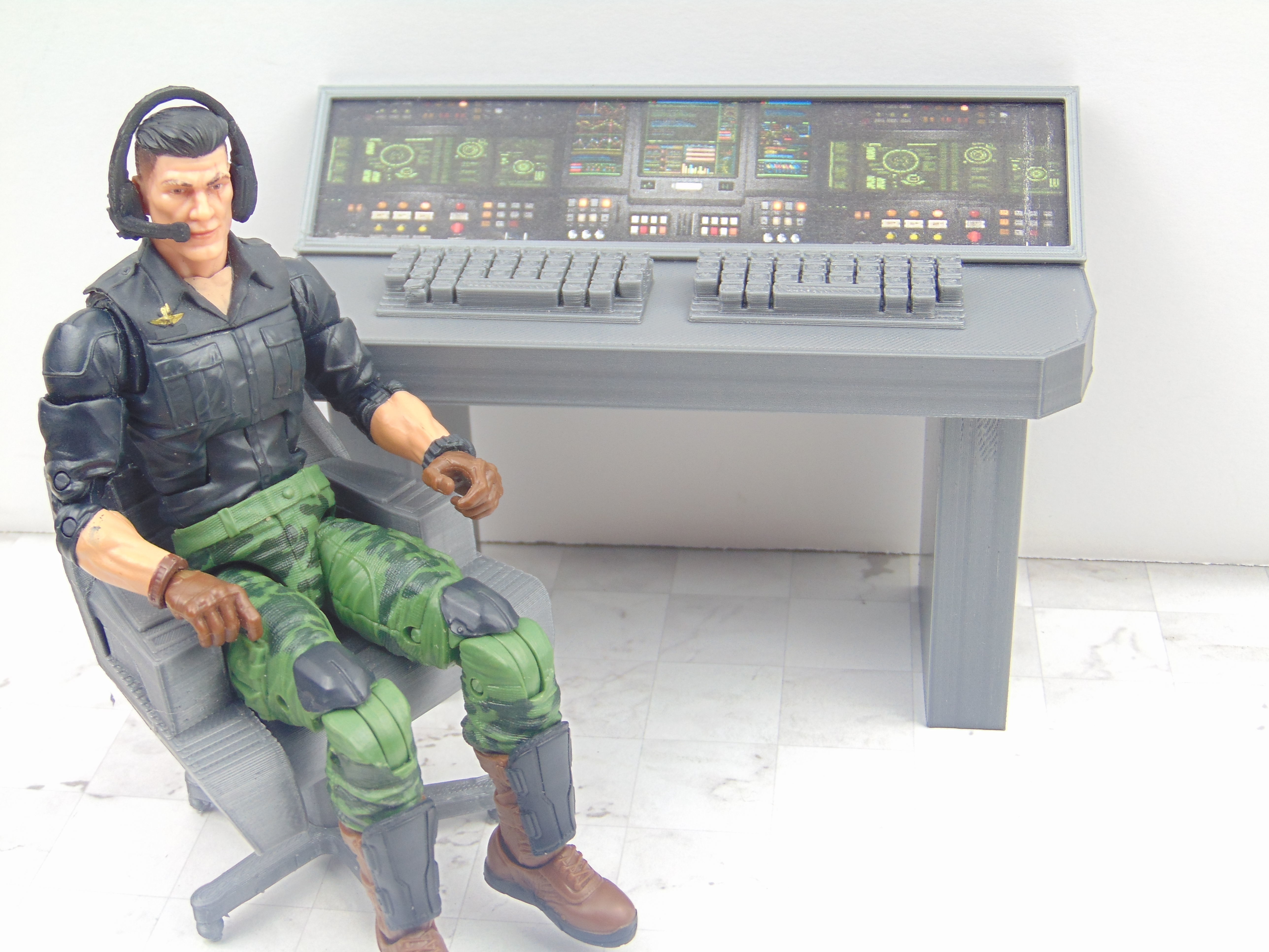 112 Mission Control Panel and Chair Diorama Prop 3D Print Set 3D model ...
