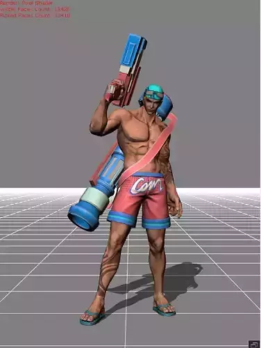 Clint Sun n Sand Low-poly 3D model