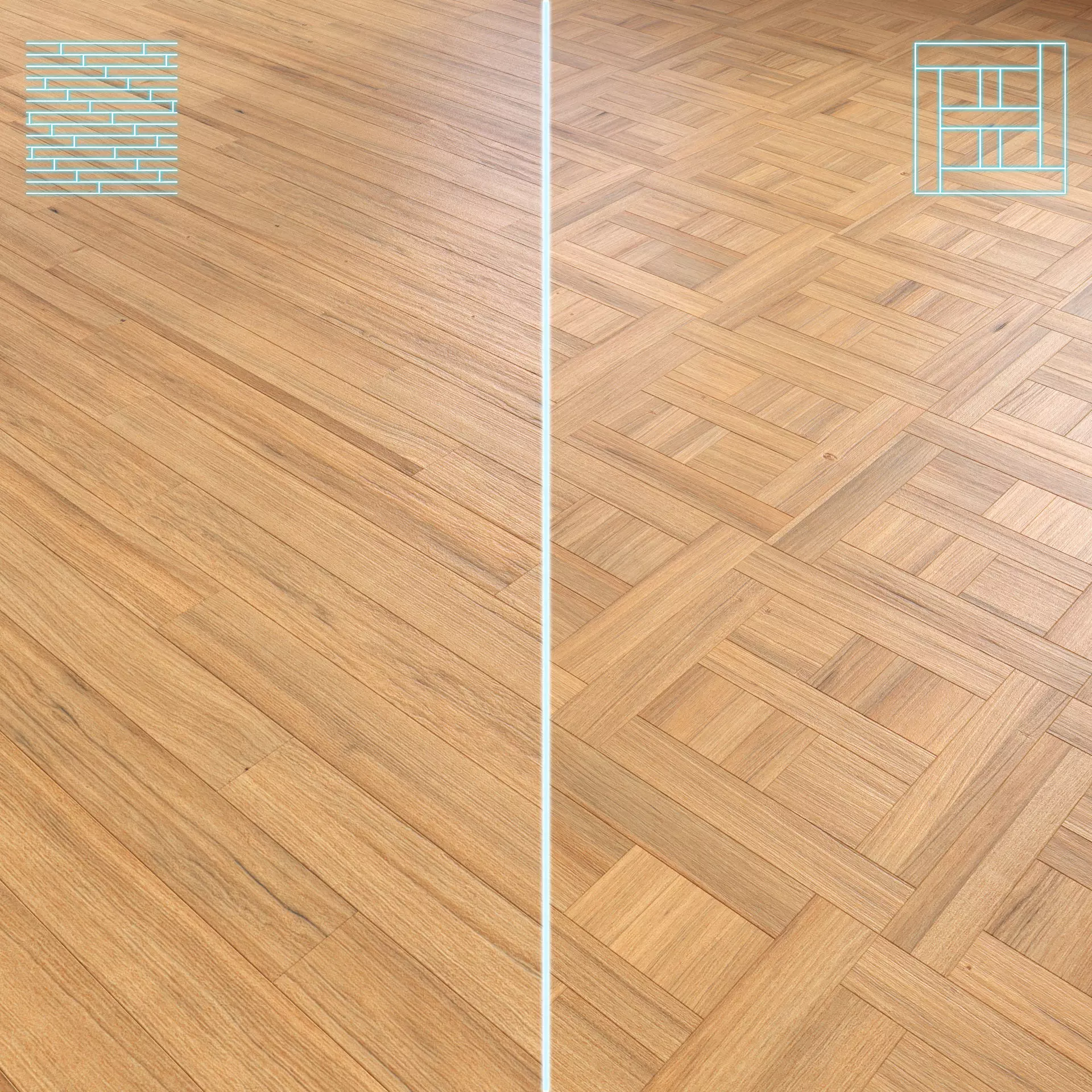Parquet - Laminate - Wooden floor 2 in 1 Low-poly 3D model_0