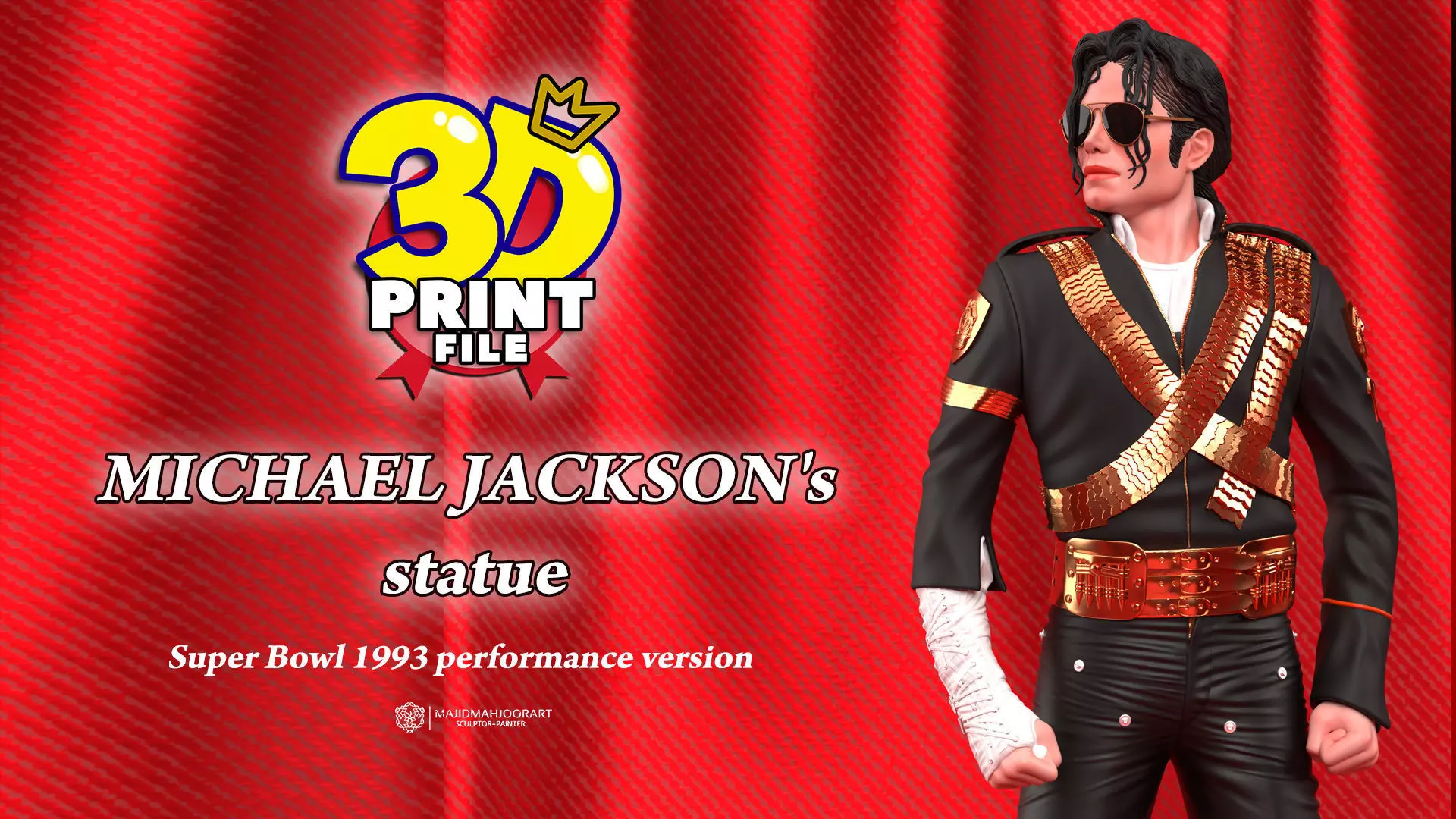 Michael Jackson 3D model Super Bowl UV and Texture Corona vray 3D print model_0