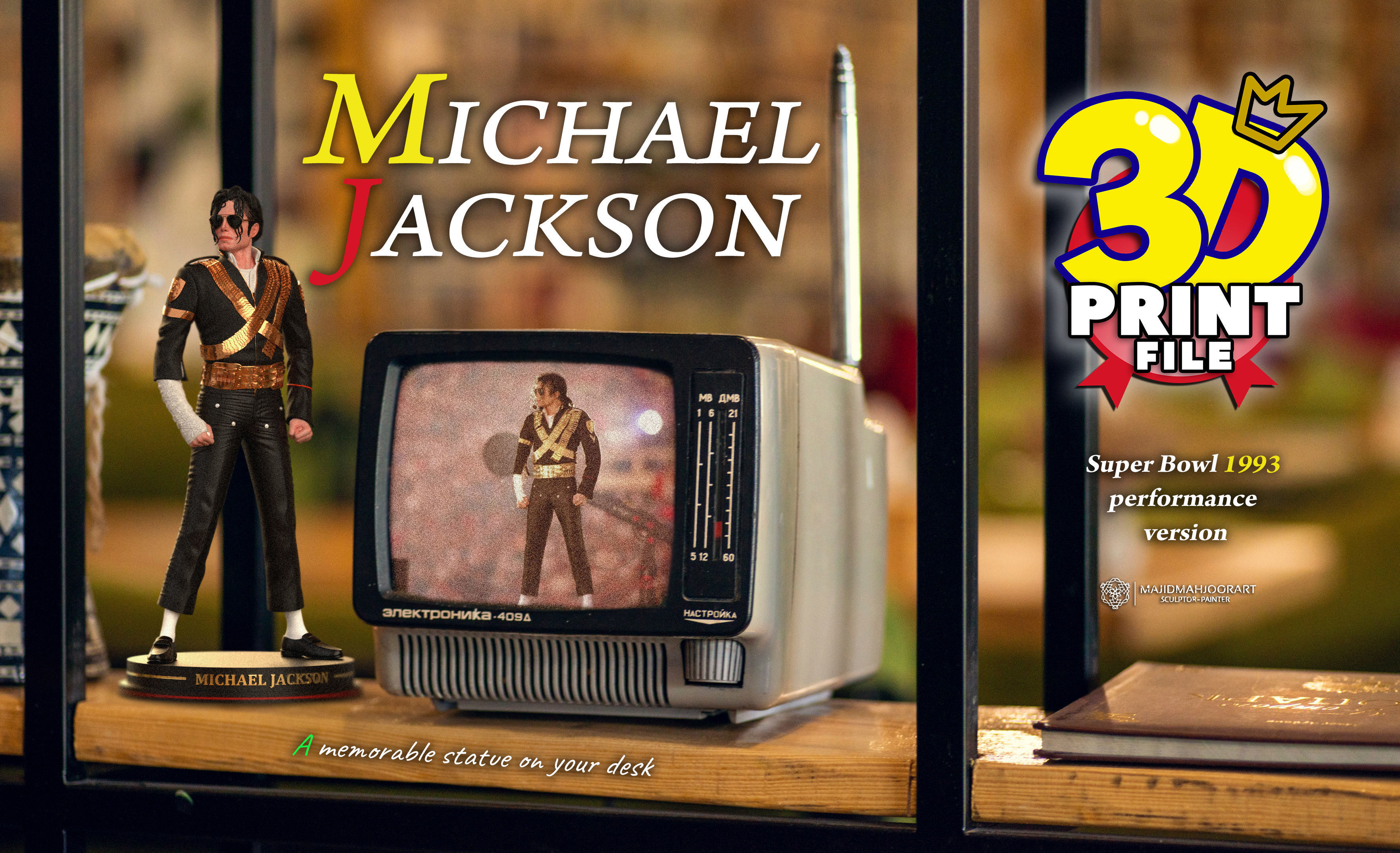 Michael Jackson 3D model Super Bowl UV and Texture Corona vray 3D print model_15