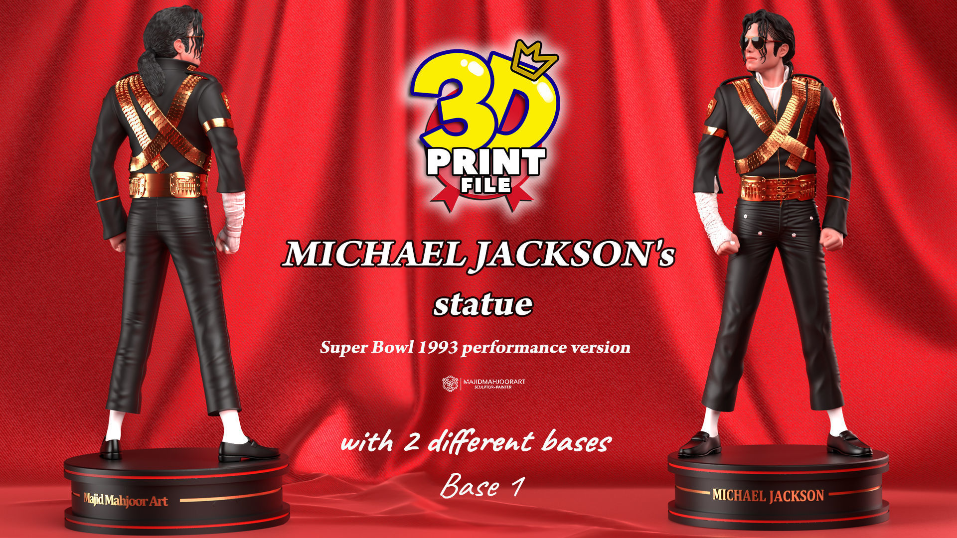 Michael Jackson 3D model Super Bowl UV and Texture Corona vray 3D print model_3