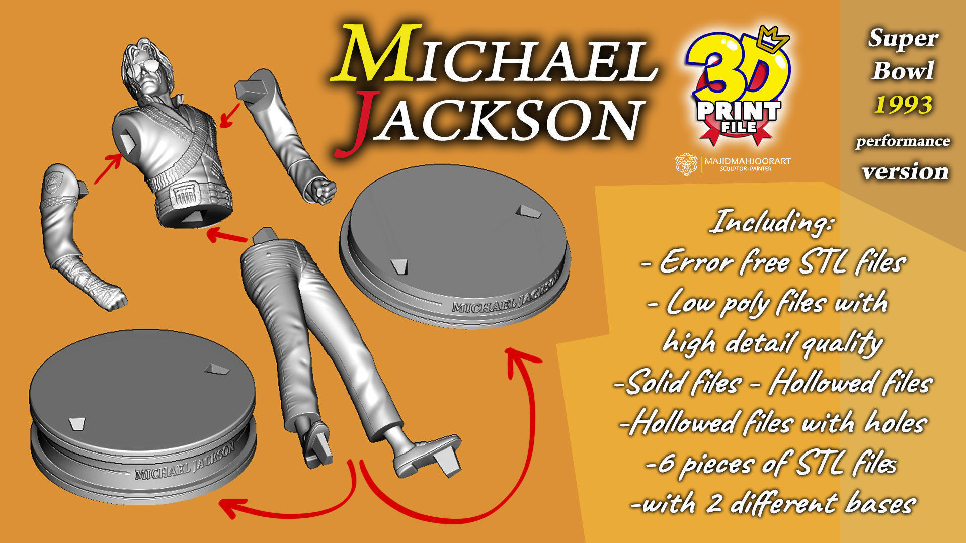 Michael Jackson 3D model Super Bowl UV and Texture Corona vray 3D print model_9