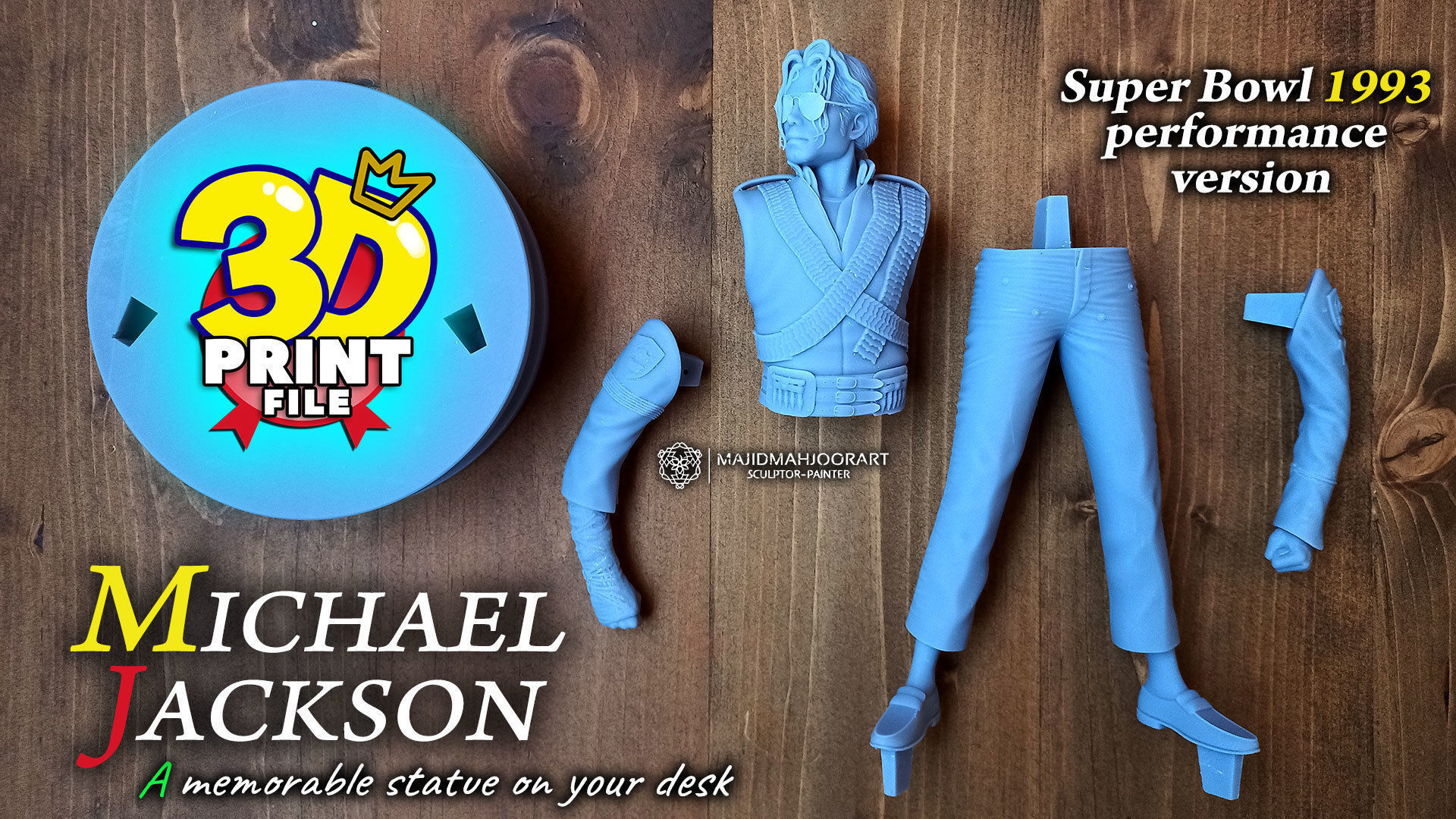 Michael Jackson 3D model Super Bowl UV and Texture Corona vray 3D print model_10
