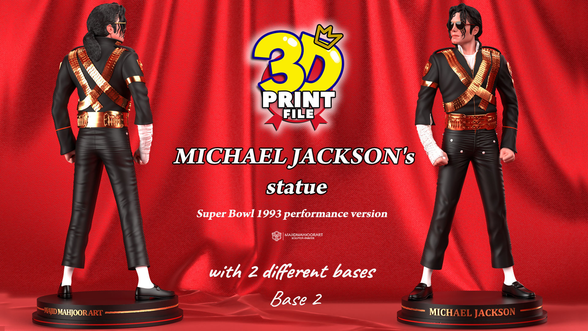 Michael Jackson 3D model Super Bowl UV and Texture Corona vray 3D print model_4