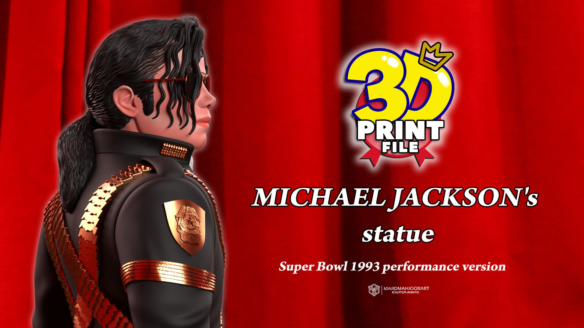 Michael Jackson 3D model Super Bowl UV and Texture Corona vray 3D print model_7