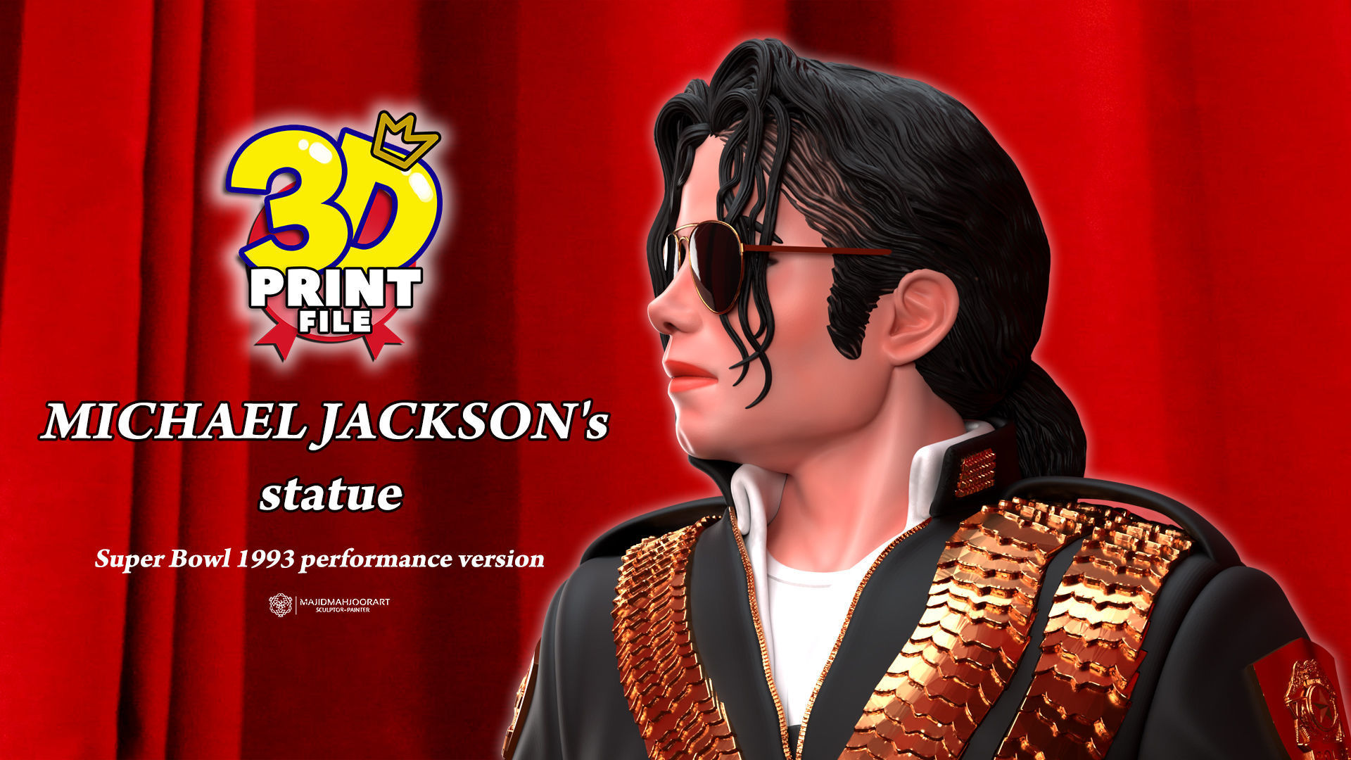 Michael Jackson 3D model Super Bowl UV and Texture Corona vray 3D print model_6