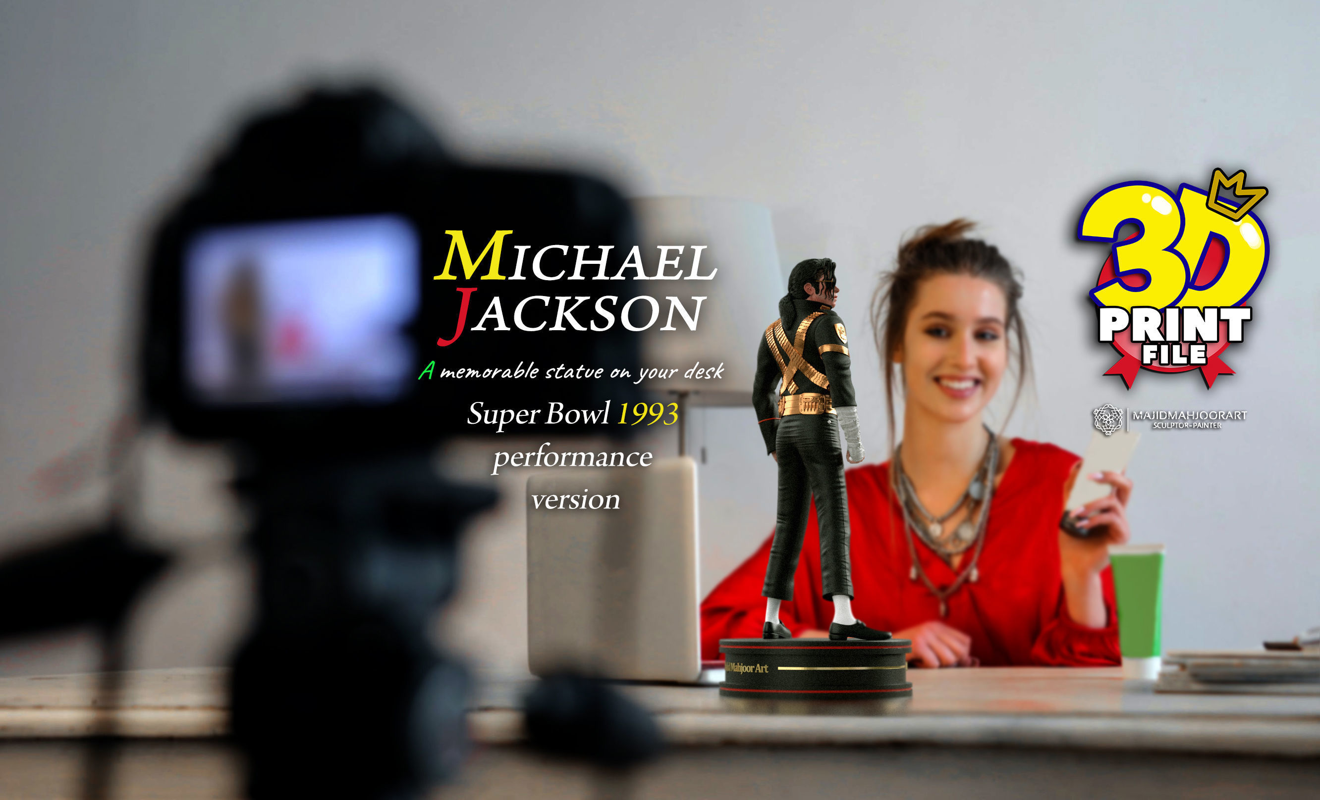 Michael Jackson 3D model Super Bowl UV and Texture Corona vray 3D print model_13