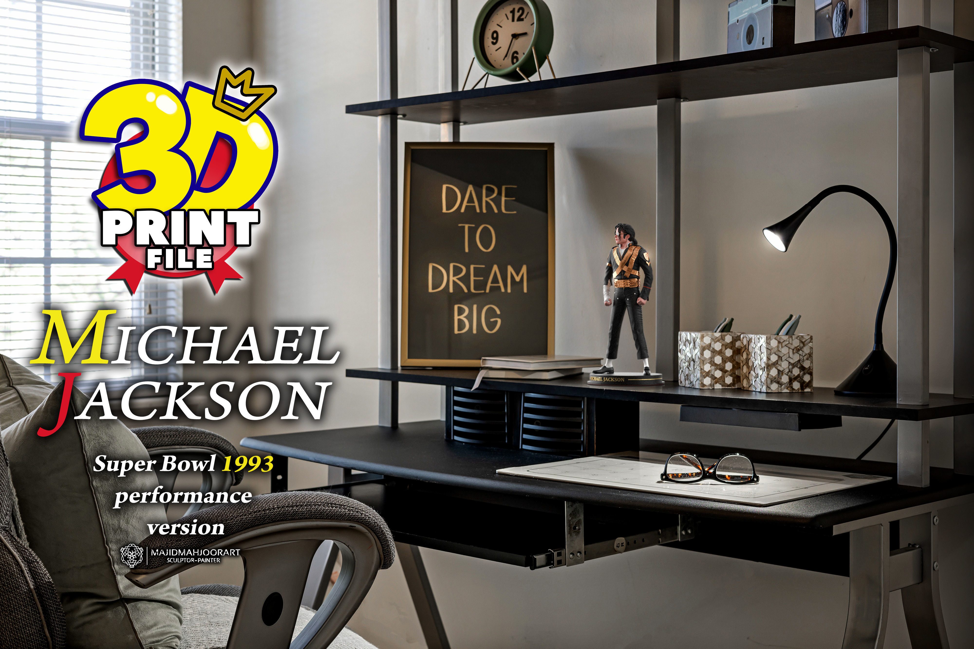Michael Jackson 3D model Super Bowl UV and Texture Corona vray 3D print model_16