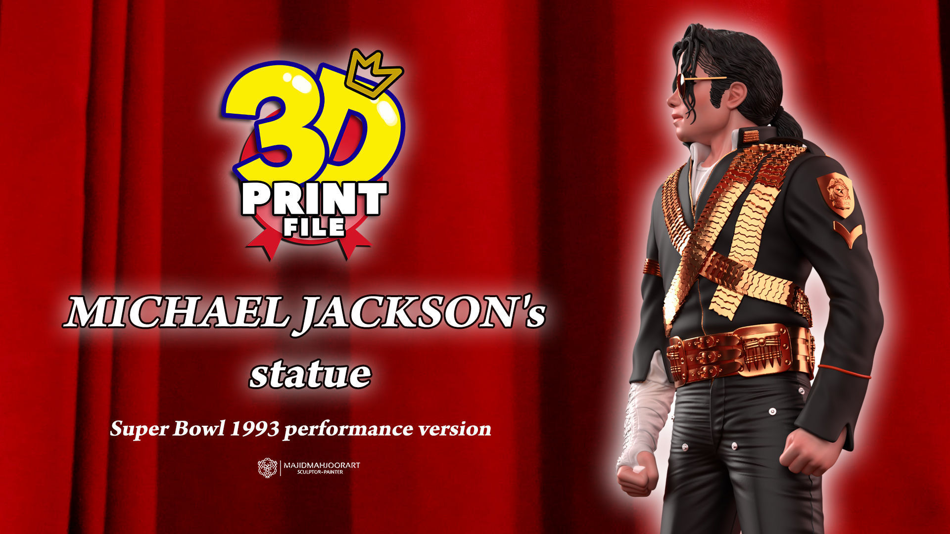 Michael Jackson 3D model Super Bowl UV and Texture Corona vray 3D print model_11