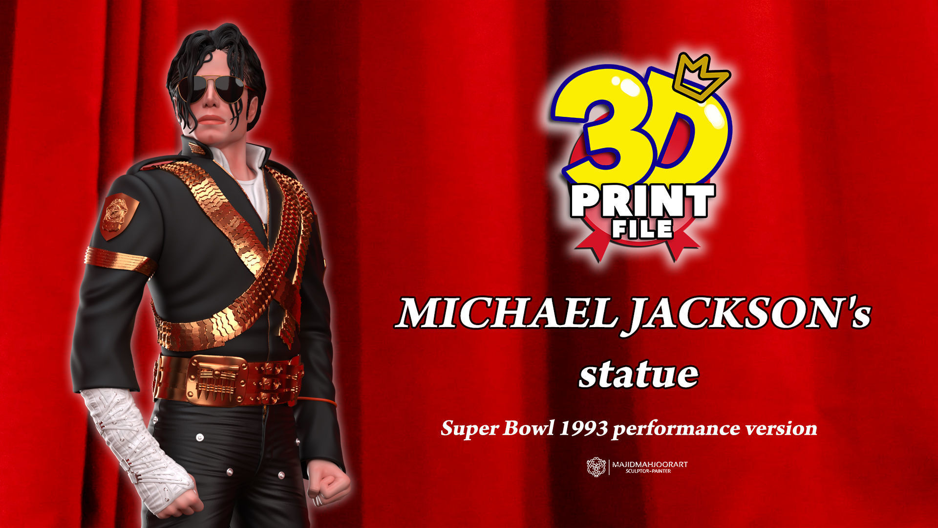 Michael Jackson 3D model Super Bowl UV and Texture Corona vray 3D print model_5