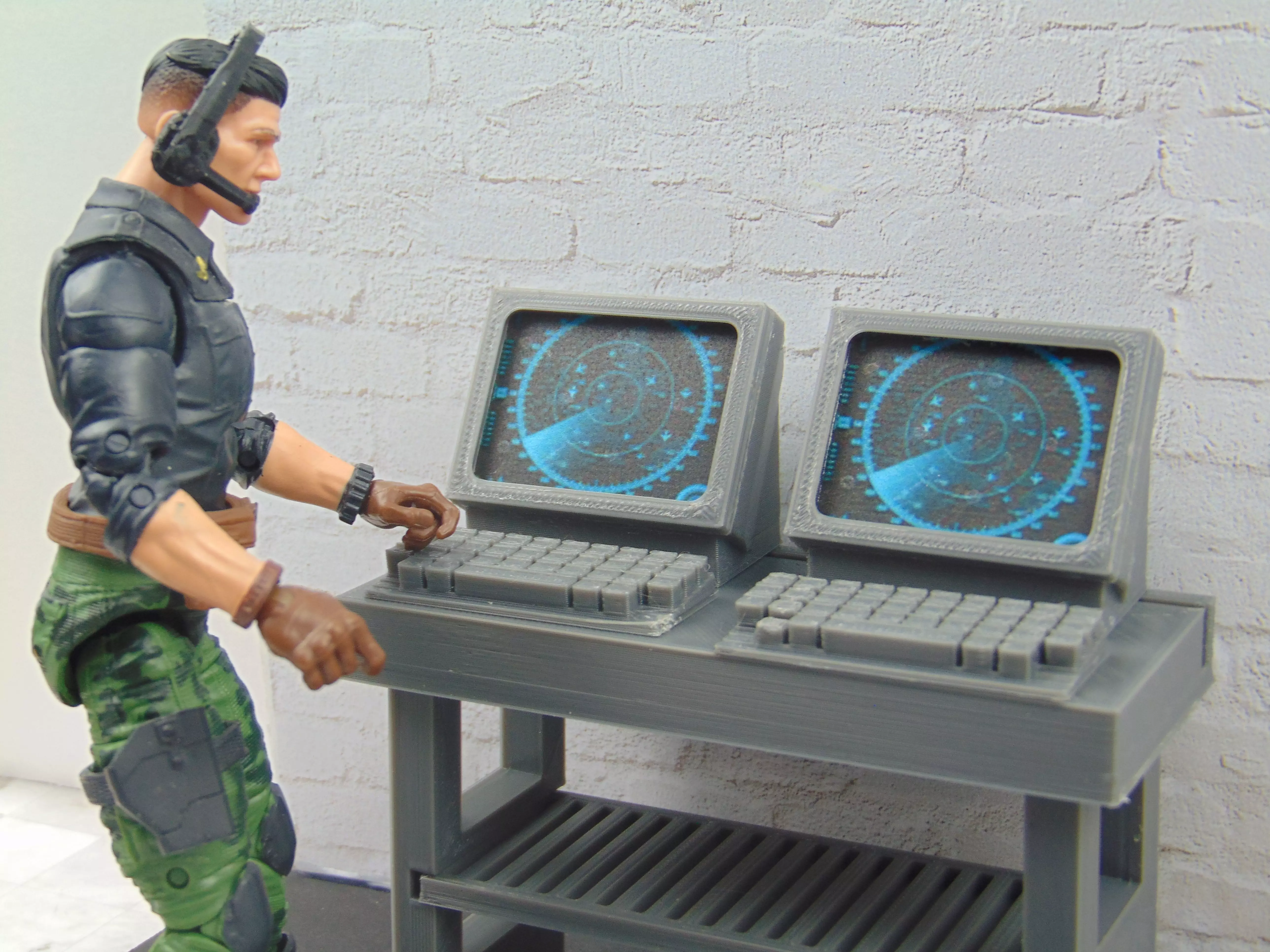 112 GI JOE Mission Control Radar Monitor Diorama Prop Set 3D print model_0