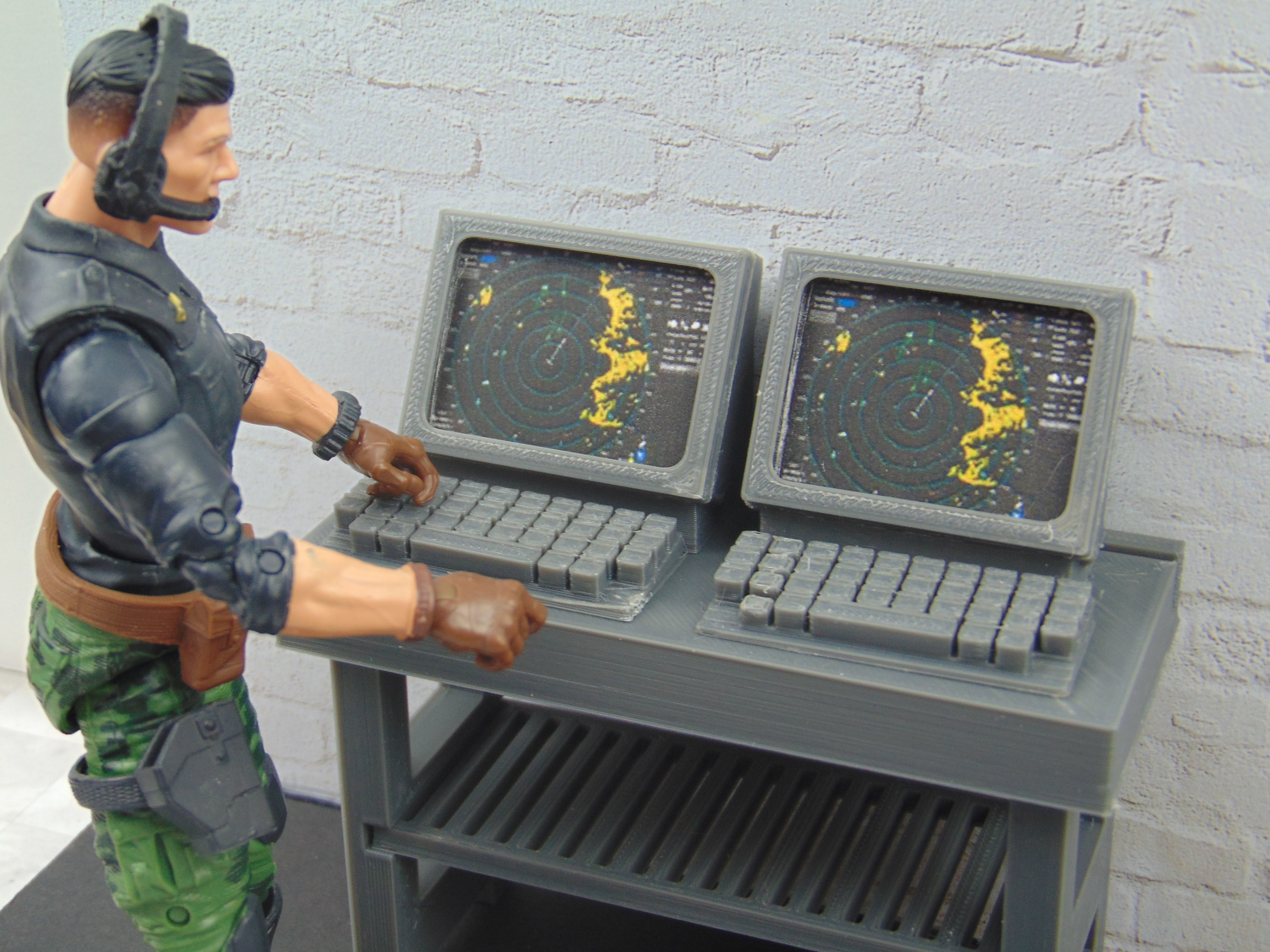 112 GI JOE Mission Control Radar Monitor Diorama Prop Set 3D print model_8
