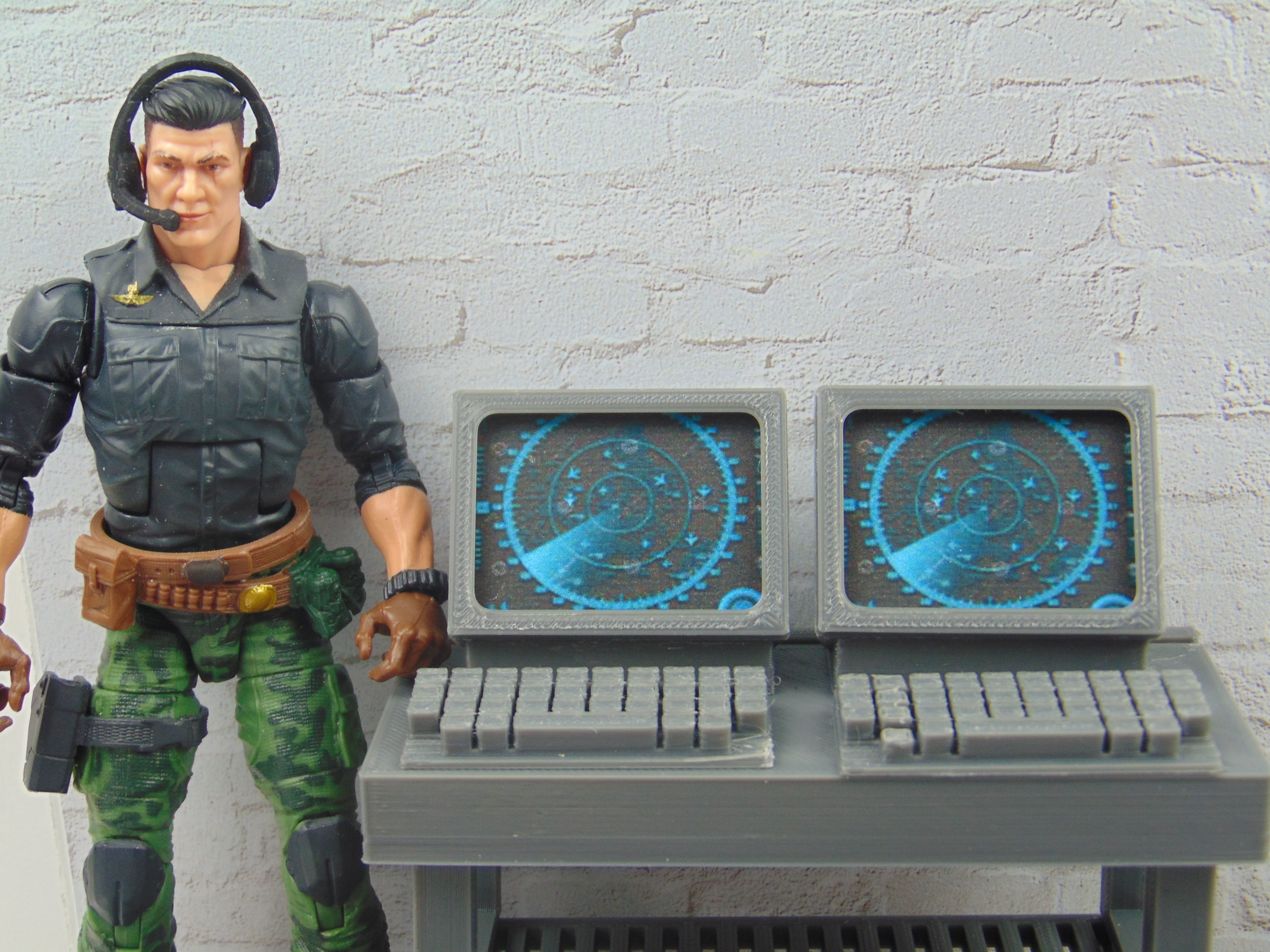 112 GI JOE Mission Control Radar Monitor Diorama Prop Set 3D print model_1