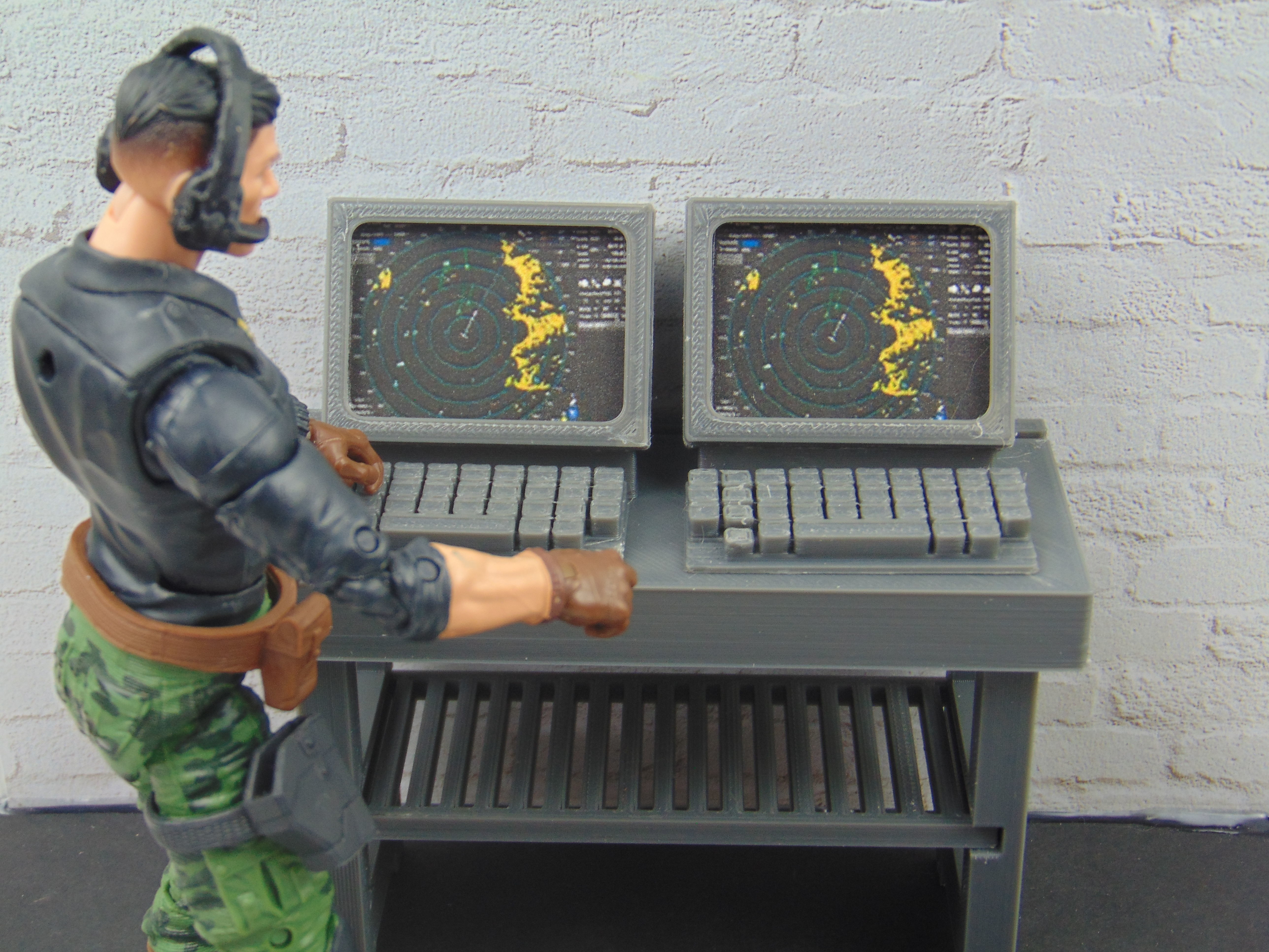 112 GI JOE Mission Control Radar Monitor Diorama Prop Set 3D print model_7