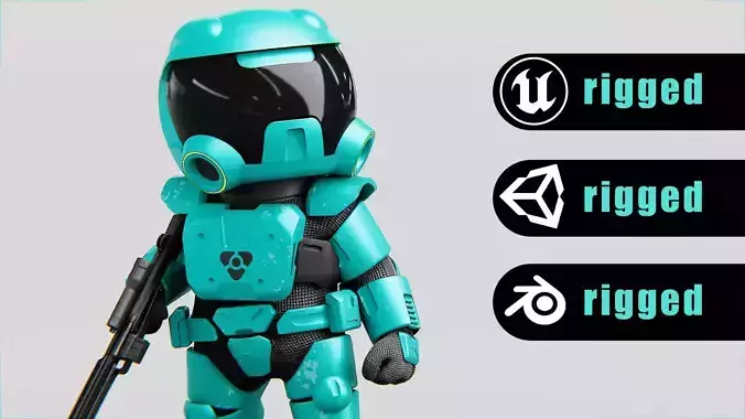 TOON TROOPER DEMO Rigged for Unreal Engine - Unity - MIXAMO Free 3D model